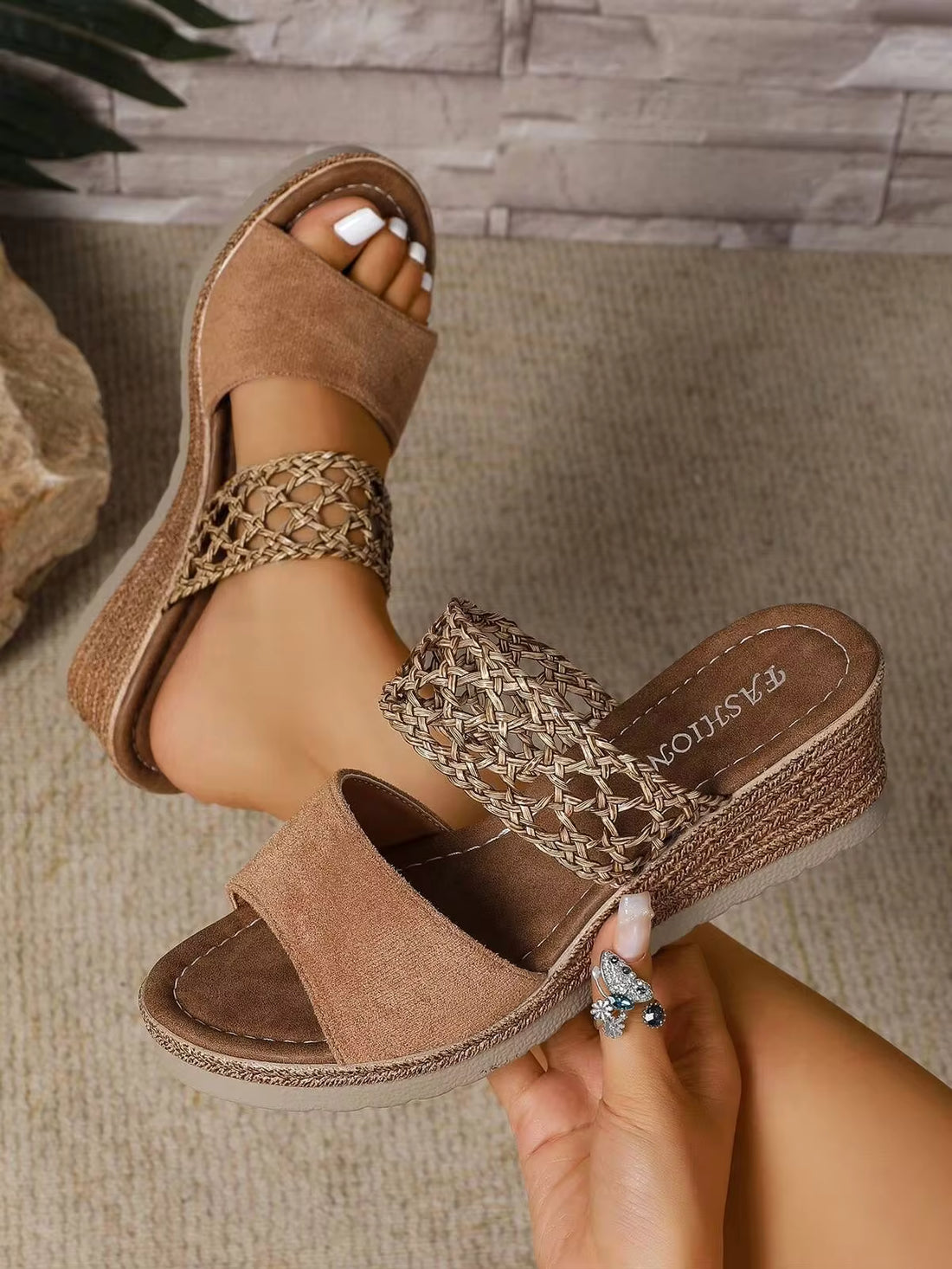 Plus Size Women's New Fashion Lightweight Comfortable Platform Wedge Sandals, Outdoor Beach Holiday Flip Flops